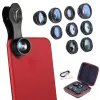 Accessories Apexel 10 in 1 Phone Camera Lens Kit Fisheye Wide Angle Ro Lens Cpl Filter Kaleidoscope 2x Telescope Lens for Smartphone