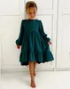 Autumn Winter Christmas Long Sleeve Red Dresses Baby Girls Princess Dress Birthday Eveing ​​Party Sweet Teenager Child kläder 240403