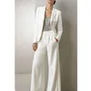 Women's Two Piece Pants Women Suit 2 Pieces White Custom Made Solid Formal Business Office For Wedding Banquet Work Tuxedos Set Jacket With