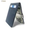 Money Clips Fashion Mens Thin Bifold Money Clip Leather with A Metal Clamp Female ID Credit Card Cash Holder 240408