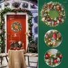 Decorative Flowers Led Christmas Wreath Artificial Pinecone Red Berry Garland Hanging Ornaments Glowing 30/40CM For Year Decor