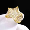 Cluster Anneaux Milangirl New Hip Hop Rock Five Star Ring For Mens Luxury Women Rancy Zircon Pentagonal Ring For Womens Wedding Party240408