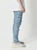 Jeans Men Black Cargo Pants Multi -Pockets Denim Pantalones Blue Slim Fit Overol Hombre Fashion Casual Streetwear Trousers 3XL 240320
