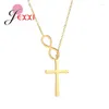 Łańcuchy duży krzyż Naszyjniki Kobiety prezent Hip Hop Rose Gold Kolor 925 Srebrny Naszyjnik