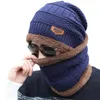 Basker män vinter beanie hatt fleece halsduk utomhus nacke balaclava cap mask gorras stickad motorhuven b5p4