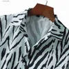 Camisas casuais masculinas Mens zebra camisa estampada verão Rouso de rua de rua Button de manga curta Harajuku Chemise Homme corda hombre YQ240408