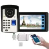 Intercom Fingeravtryck Lösenord Lås upp Video Intercom 7 -tums Monitor WiFi Wireless Video Door Phone Doorbell Intercom Kit+Dörröppningslås