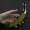 Utomhusöverlevnad Automatisk kniv Double Action Curved Blade Blade 440C Blad Aluminium Grön handtag Camping Multi-Tool Knife