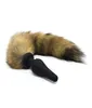 Genuine Fur Anal Plug Tail Sexo Long Dog Cat Tail Silicone Plug Butt Bulto de cola de zorro Marrón Brown Fur Toys Anal Toys Big Sex Toys1908528