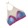 Camisoles & Tanks Women Crocheted Bras Hollowed Colorblock Strappy Backless Beach Camisole