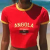 Koszule damskie Hip-hop Harajuku grunge Angola National Flag Flag Text T-Shirt T-shirt Y2K Crop Tops Summer Cose Sexy Women Camisole