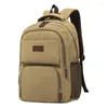 Backpack Khaki For Men's 2024 Outdoor Travel Back Pack Canvas Teen Sport Riding Knapsack Mountaineering Bags Male Army Green