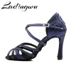 shoes Ladingwu Dance Shoes Latin For Women Navy Blue Satin Salsa Dance Shoes For Girls Ballroom Dance Shoes Sports Sandals Heel