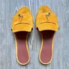 Designer sandales dames suède en cuir cursers mulet pantoufle femmes chaussures de mode d'été classiques promenade extérieure promenade plate de chaussures décontractées sandale