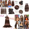 Lace Wigs Purecolored 4 Chocolate Brown Bone Straight Human Hair Weave 134 Bundles 10A Brazilian Remy S For Women 240327 Drop Delivery Otji0