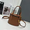 Women Brown Totes Designer Luxury Vintage Bucket Bags High Quality Genuine Leather Bamboo Bag Trendy Casual Golden Letters Handbags Purses