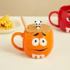 MM Beans Mugs Coffee Coups و Mugs Cartoon Cartoon تعبير لطيف مارك سعة شربس هدية عيد الميلاد T200104