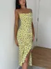 Lässige Kleider Dulzura Schnürung halfblumen langes Kleid für Frauen Rückenless Bodycon Midi Sexy Party Club Outfit Streetwear Sundegedress Sommer