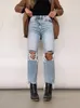 Jeans femminile estate donne allungare la donna strappata magro pantaloni azzurri larghi stretti gamba dritta streetwear pantaloni vintage