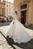 2024 Fashion Wedding Dresses Long Sleeves Appliques Lace Satin Bridal Gowns Custom Made Open Back Sweep Train A-Line Wedding Dress