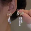 Charm Korean Trendy Bow Crystal Drop Women 2024 Luxury Sparkling Cubic Zirconia Long Tassel Earrings High Jewelry Gifts240408Y0WB