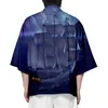 Vêtements ethniques Été Print Print Men Kimono Femmes Hawaiian Shirt Tops Elemy Loose Yukata Bathrobes japonais Cosplay