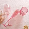 Flamingo Slanted Champagne vinglasögon Vattenkopp set kristallljus lyx retro bägge hem rosa highvalue bordeaux glas 240408