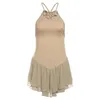 Vestidos casuais malha retalhos de retalhos halter mini vestido y2k coquette roupas estéticas sexy verão para mulheres p71-cg18