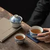 Conjuntos de teaware Blue e branco Chinese Chinese Tea Conjunto de chá de cerâmica Porcelana Gaiwan Copa Tigela