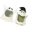 Candele per candele 2 pezzi Ceramica Ghost Holdowen Decor DECIT Regalo Candele Ceramics Ceramics Stand Tealight