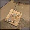 Other Fashion Accessories Designer High Quality Empress Dowager Xi Pin Necklace Nana Same Style Paper Clip Collar Chain Fl Diamond Pe Dhedp