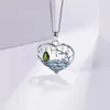 Kedjor Design Fashion 925 Sterling Silver Pendant Chrome Diopside Gemstone Sea and Tree Paint Heart Shape