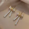 Charm Korean Trendy Bow Crystal Drop Women 2024 Luxury Sparkling Cubic Zirconia Long Tassel Earrings High Jewelry Gifts240408Y0WB