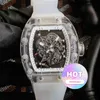 Watch Designer Luxury Mens Mécanique le plus creusée Design de Glass Transparent Series Swiss Movement Brand Wristwatch