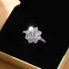 Real 925 Sterling Silver For Women 12CT Sunflower Brilliant Diamond 18K Plated Wedding Jewelry Ring with Certificate 240318