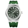 Zegarek Sprzedawanie Business Automatyczny zegarek mechaniczny Miyota Ruch Sapphire Glass Mirror Glow Green Guma Pasek Modny