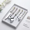 Set di stoviglie set da 5 pezzi Set di posate in acciaio inossidabile moderno per casa e ristorante con manici di perle SPOON FORK