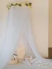 White Baby Mosquito Net Mesh Dome Mosquito Net Tent Flower Decoration Crib Canopy Sheer Curtain Bedroom Playhouse Tent Bedding240327