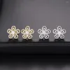 أقراط مسمار Zirconia الأنيقة ليتل روز الذهب المطلي بالمخلب الفضي الفضي Zircon daisy-flower للسيدات هدية