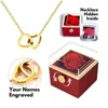 Anpassad dubbelhjärtgraverad namn Stålhalsband Eternal Rose Box For Women Valentines Day Gift 2024 240402