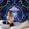 Tapestries Illusory Mushroom Moon And Star Mandala Tapestry Wall Hanging Cloth Carpet Ceiling Room Decor