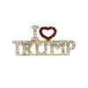 Party Favor Unique Design Trump Rhinestone Brosches For Women Red Heart Letter Coat Dress Smycken Drop Leverans DHJ3Z