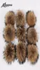 Really Natural Fur Pom Animal Raccoon Hair Ball 15cm Large Pompom With Buckle Brooch Pin Beanies Knitted Hats Caps Accessories1542158