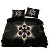 Ensembles de literie de style européen couvercle de couette de luxe ensemble noir avec motif de feux rouges de taie d'oreiller pour double taille