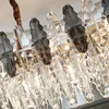 Lustres post moderne cleargrey feuille cristal lustre rond
