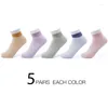 Women Socks HSS Brand Combed Cotton Pink Green Summer Winter Sock 5Pairs Soft Breathable Girl Children Students Back School