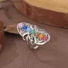 Bounons de cluster 7 bakras perles anneaux pour vintage creux en argent creux yoga yoga yeux de tigre en pierre réglable anneau ouvert Boho bijoux ethnique240408