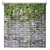 Душевые занавески Spring Landscape Vintage Brick Wind Vine Plant Green Leaf Patter