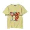 T-shirt maschile nuove magliette da uomo alla moda scoiattolo che beve cocktail feste divertenti magliette di grandi dimensioni top a maniche corte