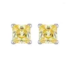 Stud Earrings Wholesale Of 925 Silver Yellow Minimalist Ins Princess Square 6 6m Flower Cut